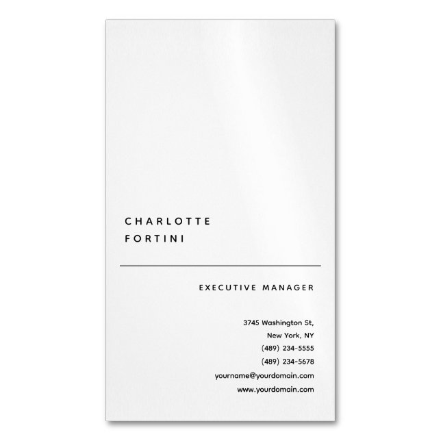 Modern Simple Trendy Minimalist  Magnetic Business Card (Front Vertical)