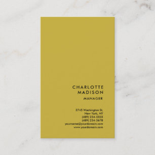 Modern Simple Trendy Minimalist Plain Gold Colour Business Card