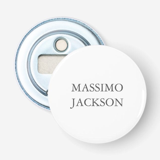 Modern Simple Trendy Minimalist Plain Own Name Bottle Opener (Front)