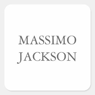 Modern Simple Trendy Minimalist Plain Own Name Square Sticker