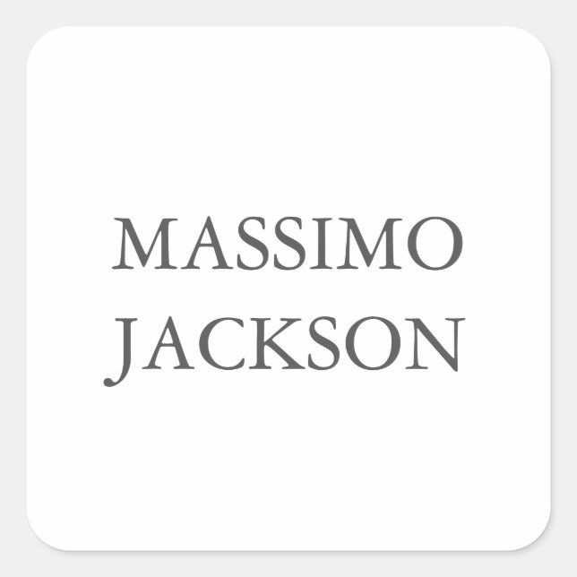 Modern Simple Trendy Minimalist Plain Own Name Square Sticker (Front)