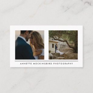 Modern Simple Two Photo   Minimalist Photography Business Card