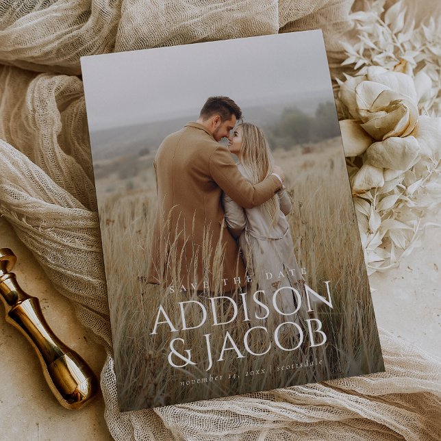 Modern Simple Type Names Photo Save The Date (Creator Uploaded)