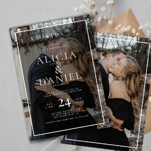 Modern simple typography 2 photo wedding invitation