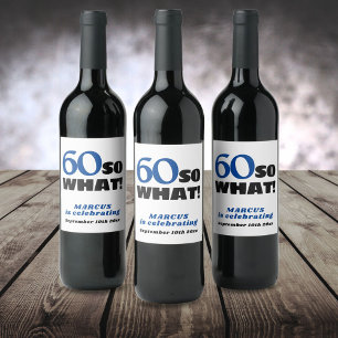 Modern Simple Typography 60th Birthday Wine Label