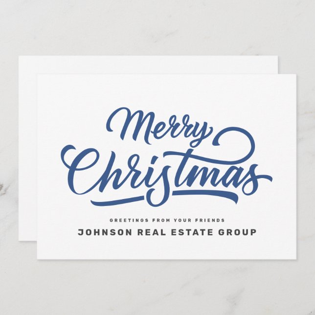 Modern Simple Typography Add Logo Holiday Card (Front/Back)