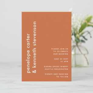 Modern Simple Typography Burnt Orange Wedding Invitation