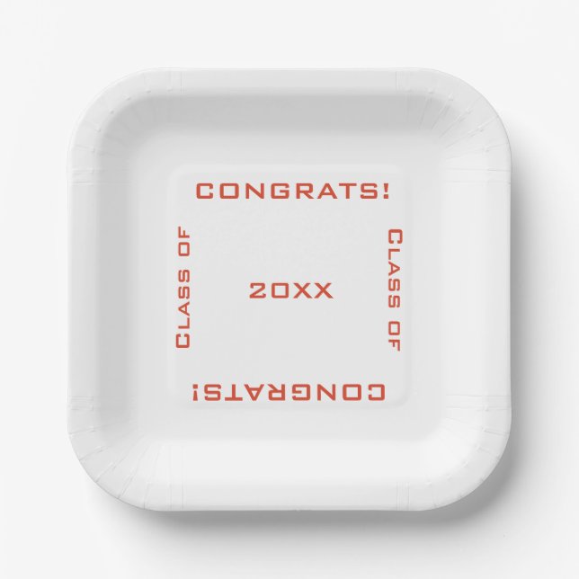Modern Simple Typography Graduation Congrats Paper Plate (Front)