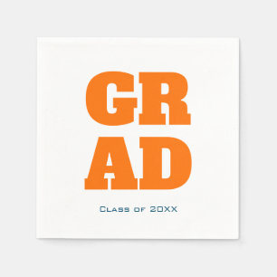 Modern Simple Typography Graduation Orange Napkin