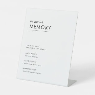 Modern Simple Typography In Loving Memory Wedding Pedestal Sign