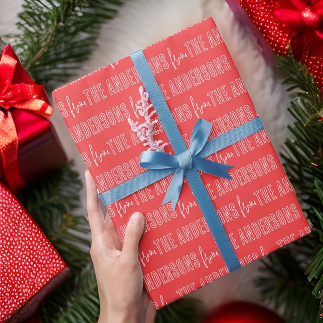 Modern Simple Typography Pattern Custom Family Wrapping Paper (Creator Uploaded)