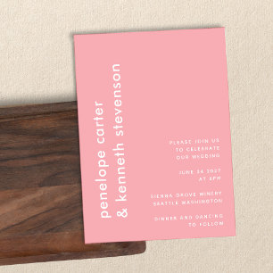 Modern Simple Typography   Rose Pink Wedding Invitation