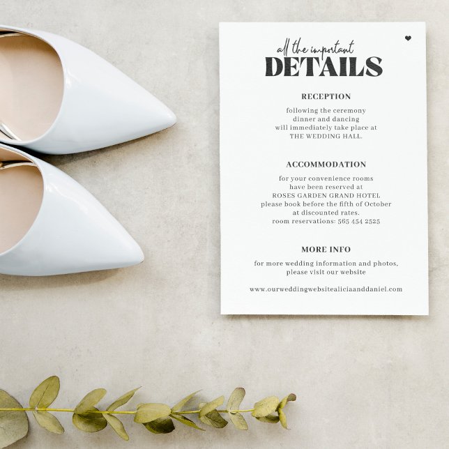 Modern simple typography wedding details enclosure card (Creator Uploaded)