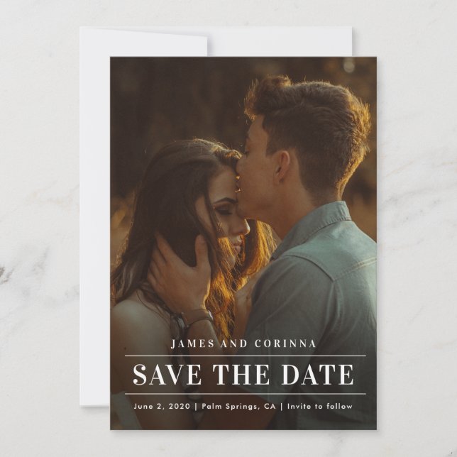 Modern Simple Typography Wedding Photo  Save The Date (Front)