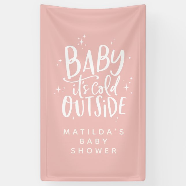 Modern simple typography winter baby shower party banner (Vertical)