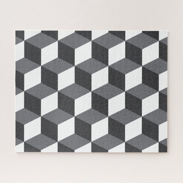 Modern, simple, urban architectural cubes pattern jigsaw puzzle (Horizontal)