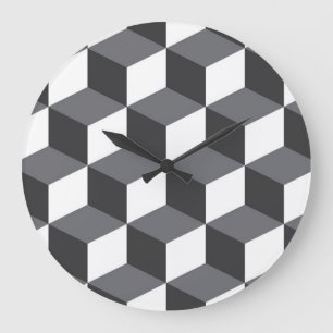 Modern, simple, urban architectural cubes pattern large clock