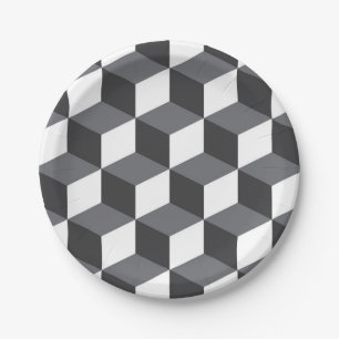 Modern, simple, urban architectural cubes pattern paper plate
