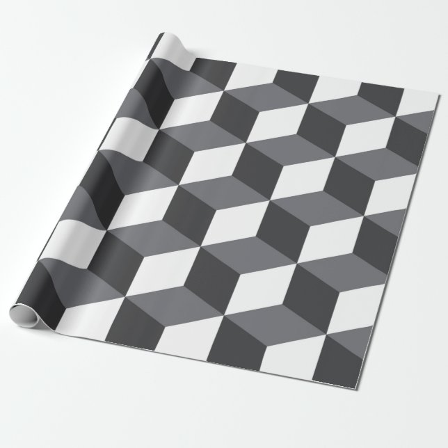 Modern, simple, urban architectural cubes pattern wrapping paper (Unrolled)