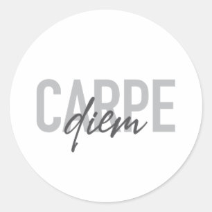 Modern, simple, urban, cool design Carpe Diem Classic Round Sticker
