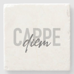 Modern, simple, urban, cool design Carpe Diem Stone Coaster