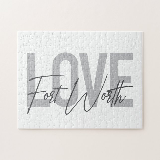 Modern, simple, urban cool design Love Forth Worth Jigsaw Puzzle (Horizontal)