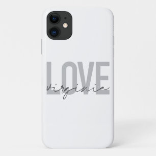 Modern, simple, urban, cool design Love Virginia iPhone 11 Case