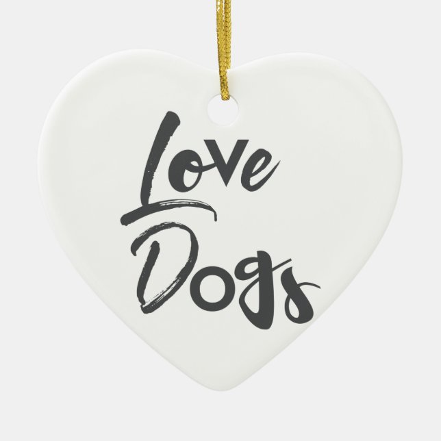 Modern, simple, urban, cool design of Love Dogs Ceramic Tree Decoration (Front)