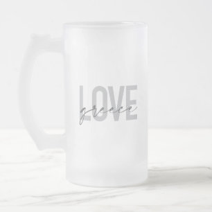 Modern, simple, urban, cool design of Love Greece Frosted Glass Beer Mug