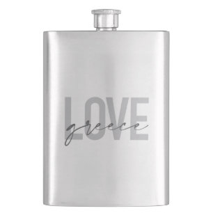 Modern, simple, urban, cool design of Love Greece Hip Flask