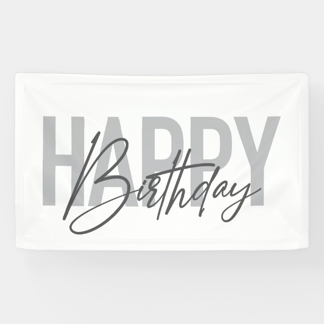 Modern, simple, urban, cool Happy Birthday Banner (Horizontal)