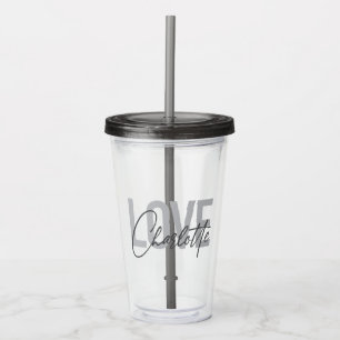 Modern, simple, urban, cool Love Charlotte Acrylic Tumbler