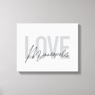 Modern, simple, urban, cool Love Minneapolis Canvas Print
