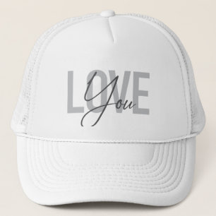 Modern, simple, urban, cool typography Love You Trucker Hat
