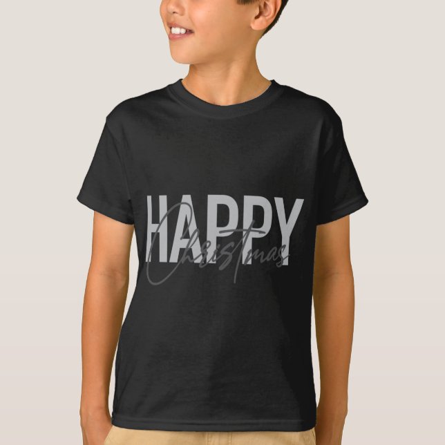 Modern Simple Urban Design Happy Christmas T Shirt (Front)