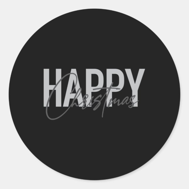Modern Simple Urban Design Happy Christmas T Shirt Classic Round Sticker (Front)