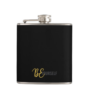 Modern, simple, urban graphic of Be Yourself Hip Flask