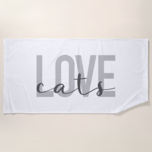 Modern, simple, urban, trendy design Love Cats Beach Towel
