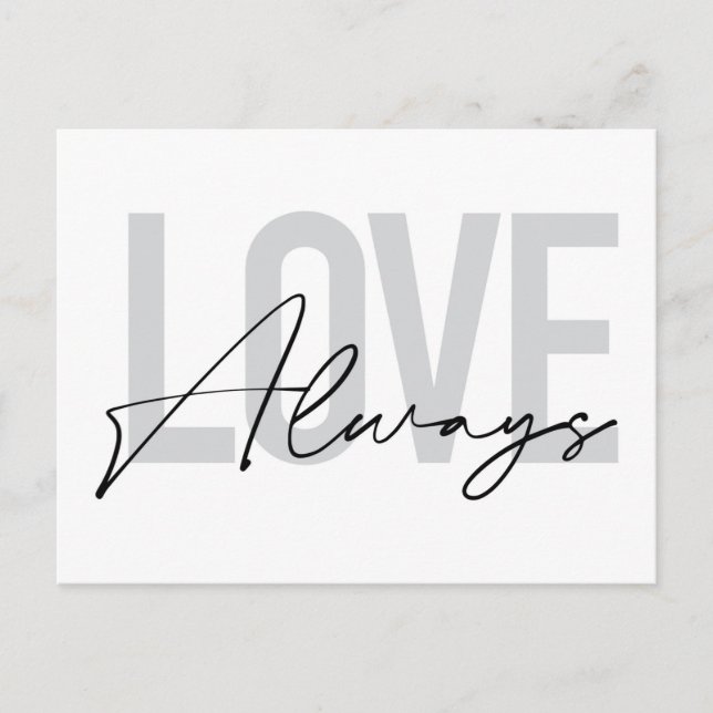 Modern, simple, urban typography "Love Always" Postcard (Front)