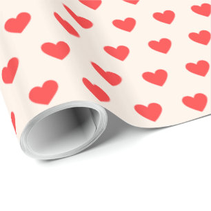 Modern Simple Valentine Red Hearts Pattern  Wrapping Paper