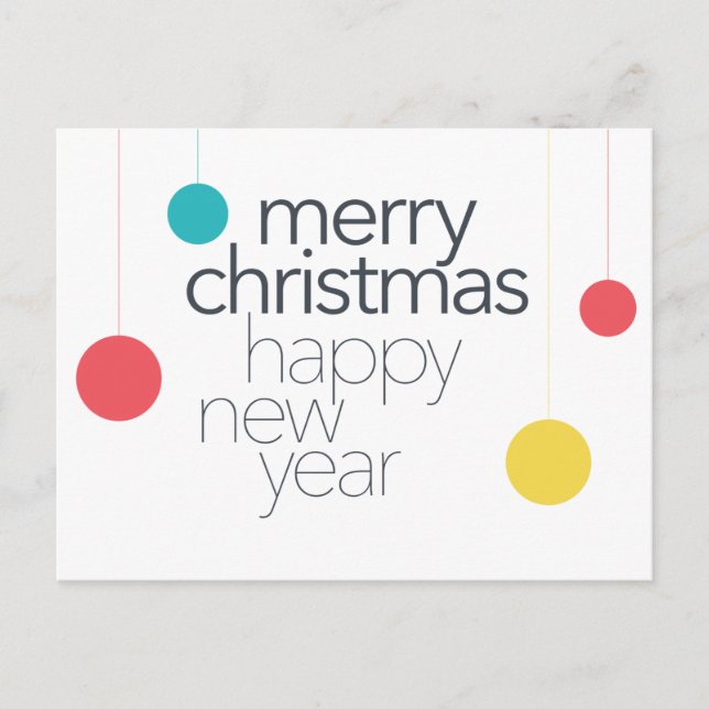 Modern, simple, vibrant, fun "Merry Christmas" Postcard (Front)