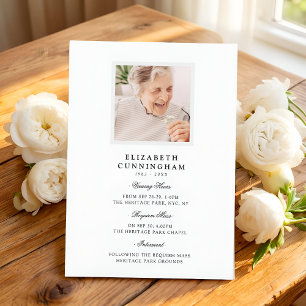 Modern Simple Viewing, Requiem, Interment Funeral Invitation