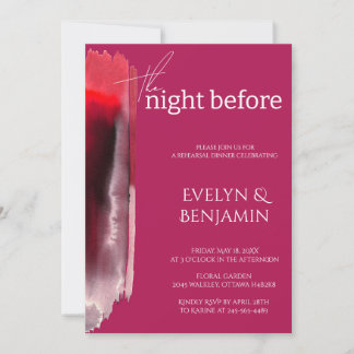 Modern, Simple Viva Magenta Rehearsal Dinner   Invitation