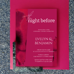 Modern, Simple Viva Magenta Rehearsal Dinner Invitation