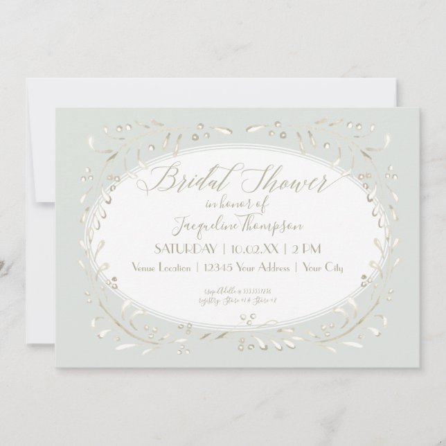 Modern Simple Watercolor Foliage Bridal Shower Invitation (Front)