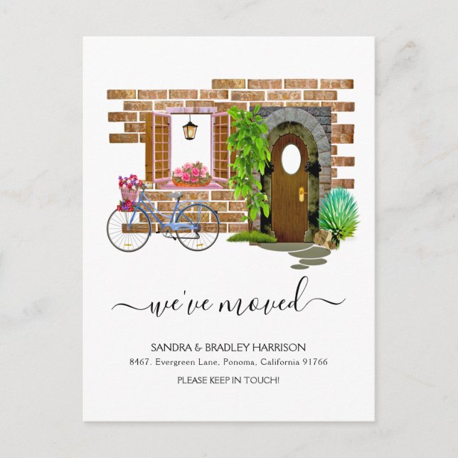 Modern Simple Watercolor New Address Announcement Postcard (Front)