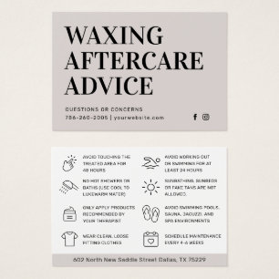 Modern Simple Waxing Aftercare Card Hair Removal