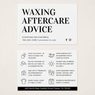 Modern Simple Waxing Aftercare Card Hair Removal