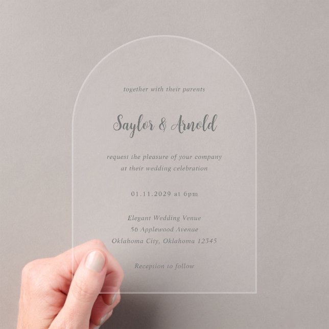 Modern Simple Wedding Acrylic Invitations (Insitu (Handheld))