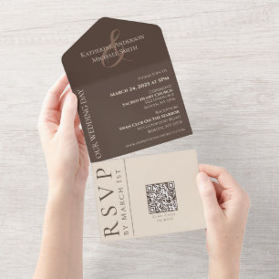 Modern Simple Wedding-Country Brown All In One Invitation